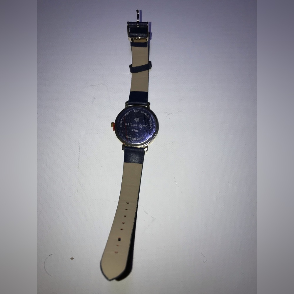 Ladies Sailor Jane Gold Tone Blue Faux Leather Cruise Ship Face Watch 7396 G6 - Picture 3 of 6